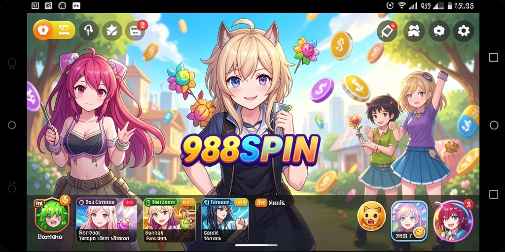 Tampilan gameplay menarik di dalam dunia Anime yang penuh warna.