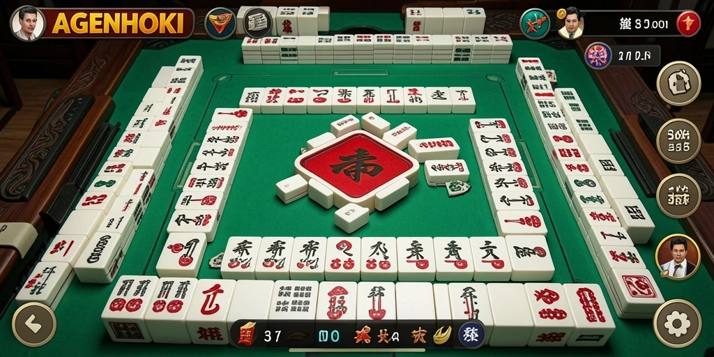 Tampilan menarik dari gameplay Mahjong di AGENHOKI.