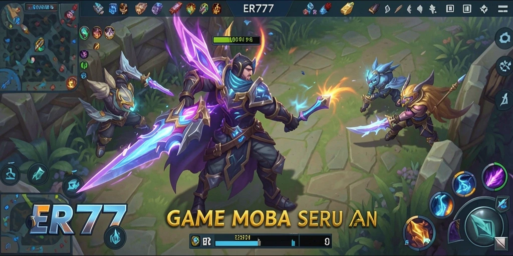 Tampilan seru gameplay MOBA di ER777 dengan pertempuran mendebarkan.