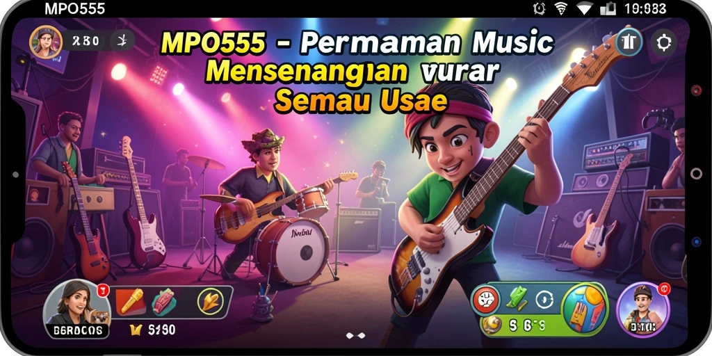 Tampilan tampilan gameplay MPO555 yang penuh warna dan energik.