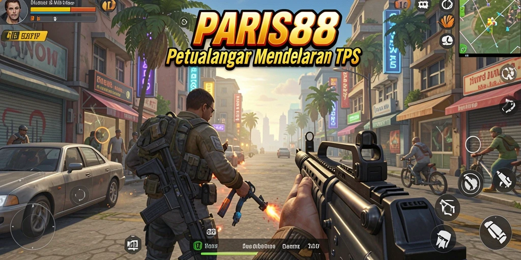 Tangkapan layar utama menampilkan aksi menarik dalam game TPS PARIS88.