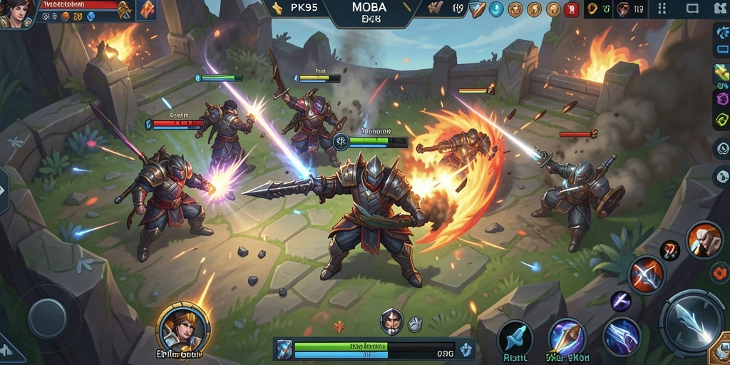 Tampilan gameplay PK95 yang seru di arena MOBA.