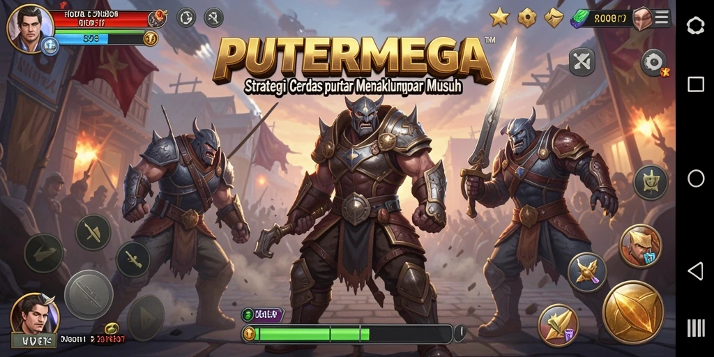 Tampilan gameplay PUTERMEGA menampilkan pertempuran strategi yang intens.