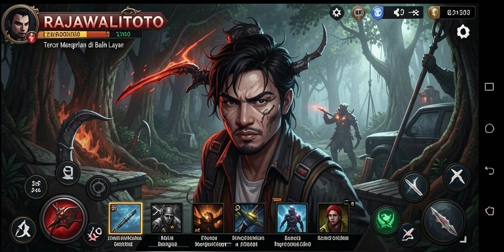 Gameplay seram RAJAWALITOTO dengan suasana mencekam.