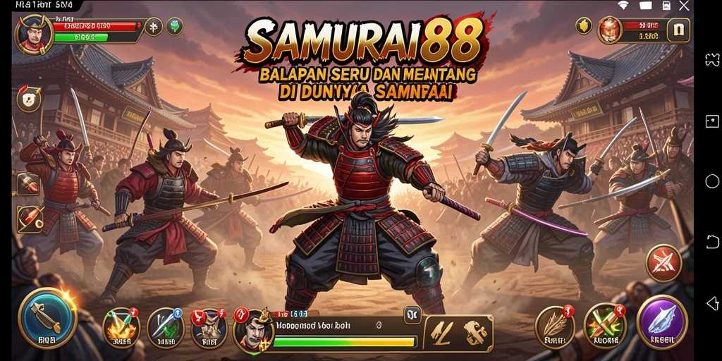 Tampilan gameplay intens dari SAMURAI88 yang menampilkan balapan seru.